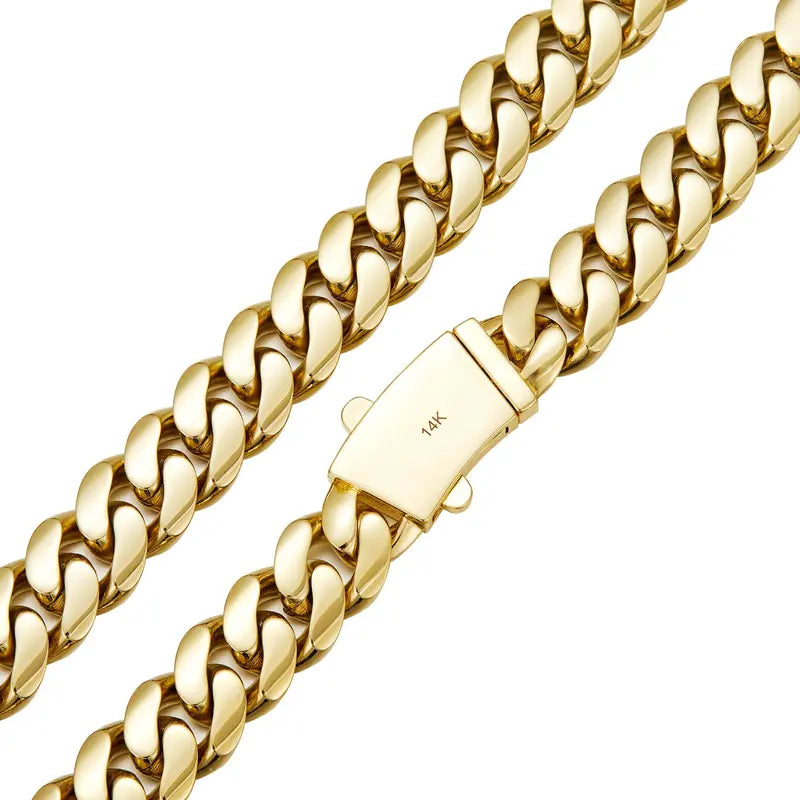 14K Gold Plated Cuban Necklace & Bracelet Set, Anti-Tarnish, 6/8/10/12/14mm