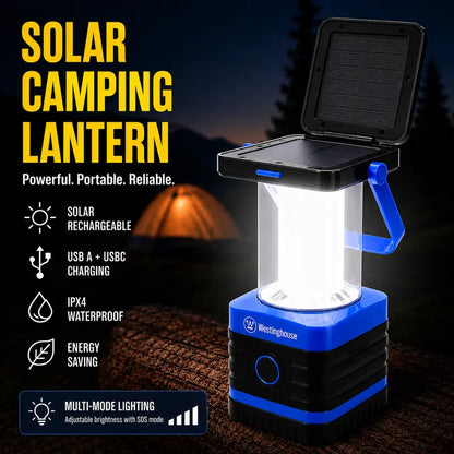 Westinghouse 1000-Lumen Solar LED Lantern – Rechargeable Camping Light with 5 Modes & Power Bank