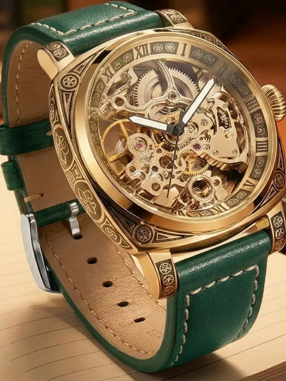 Men's Automatic Tourbillon Mechanical Watch – Floral Open Heart Dial