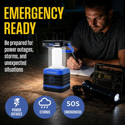 Westinghouse 1000-Lumen Solar LED Lantern – Rechargeable Camping Light with 5 Modes & Power Bank