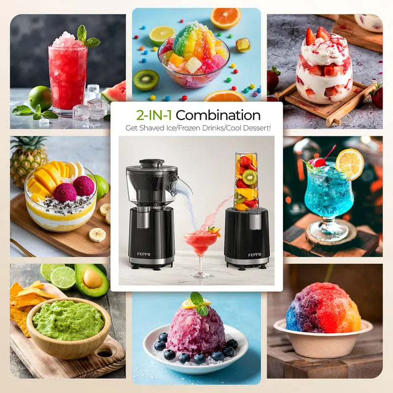 FEPPO 2-in-1 Snow Cone & Smoothie Maker – 700W Shaved Ice & Frozen Drink Blender