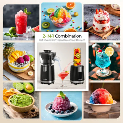FEPPO 2-in-1 Snow Cone & Smoothie Maker – 700W Shaved Ice & Frozen Drink Blender