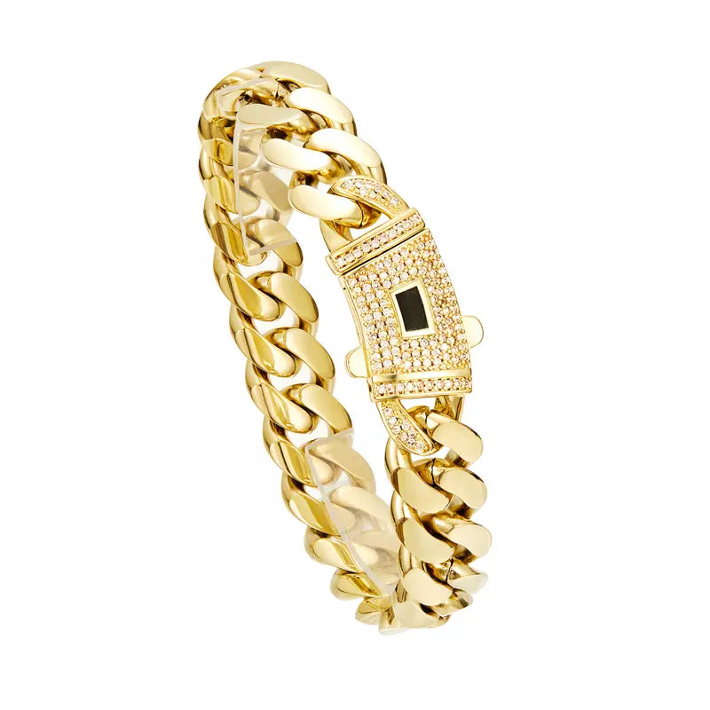 14K Gold Plated Cuban Necklace & Bracelet Set, Anti-Tarnish, 6/8/10/12/14mm