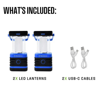 Westinghouse 1000-Lumen Solar LED Lantern – Rechargeable Camping Light with 5 Modes & Power Bank