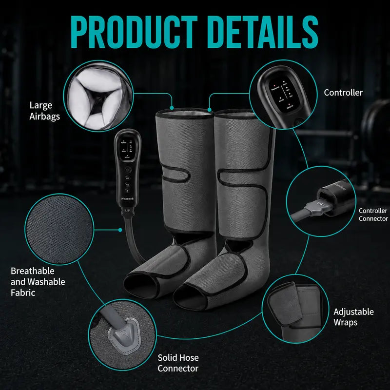 Nekteck Air Compression Leg Massager – 3 Massage Levels with Auto Shut-Off