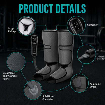 Nekteck Air Compression Leg Massager – 3 Massage Levels with Auto Shut-Off