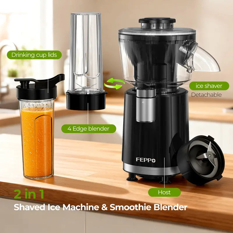 FEPPO 2-in-1 Snow Cone & Smoothie Maker – 700W Shaved Ice & Frozen Drink Blender